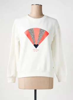 Sweat-shirt C'est Beau La Vie Blanc Manches Longues