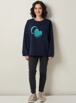 Sweat-shirt C'est Beau La Vie Bleu Manches Longues