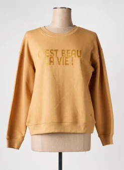 Sweat-shirt C'est Beau La Vie Marron Manches Longues