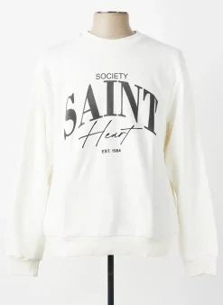 Sweat-shirt Mbm Blanc Manches Longues