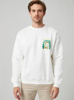 Sweat-shirt Mbm Blanc Manches Longues