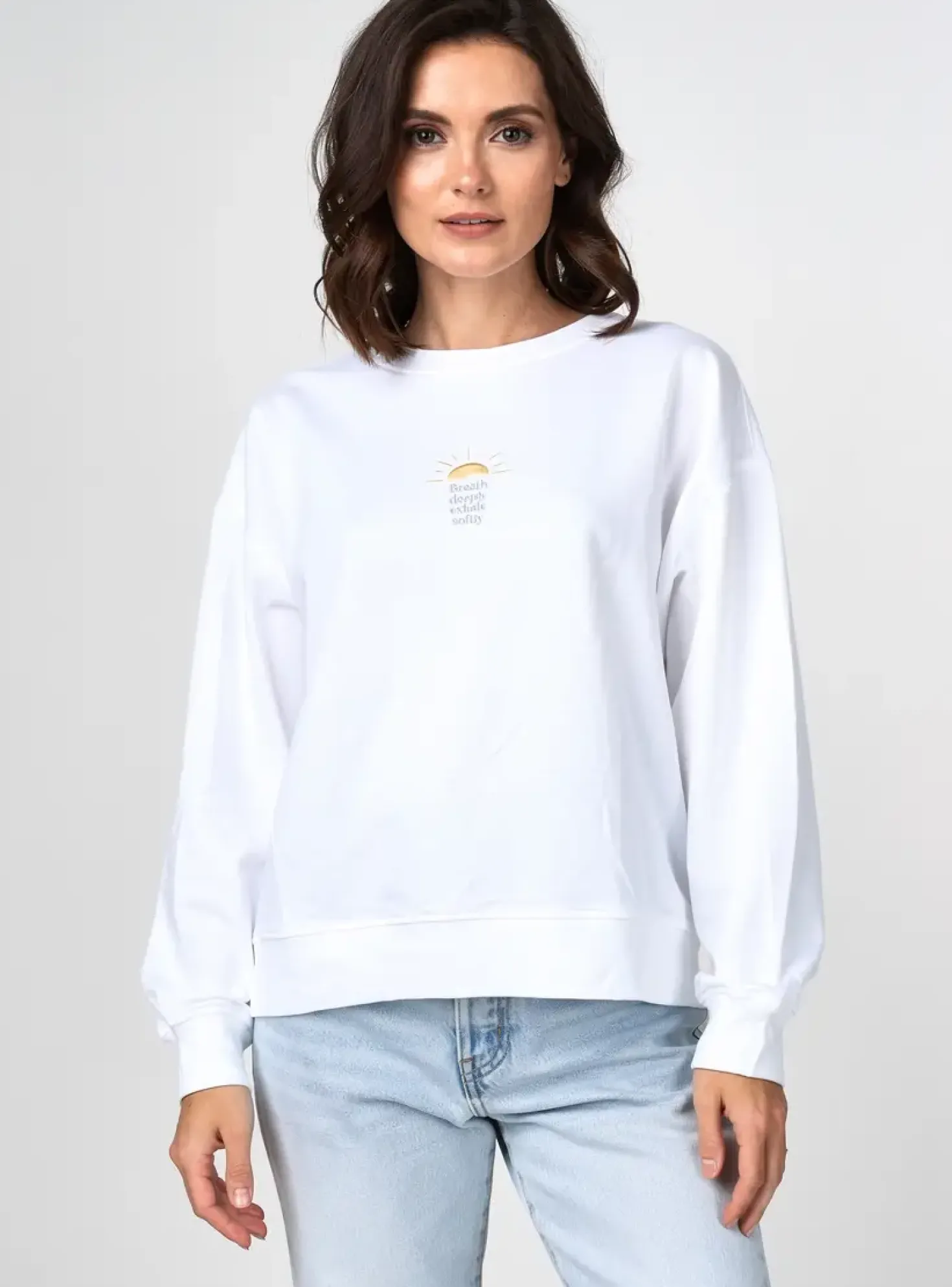 Sweat-shirt Mus & Bombon Blanc Manches Longues