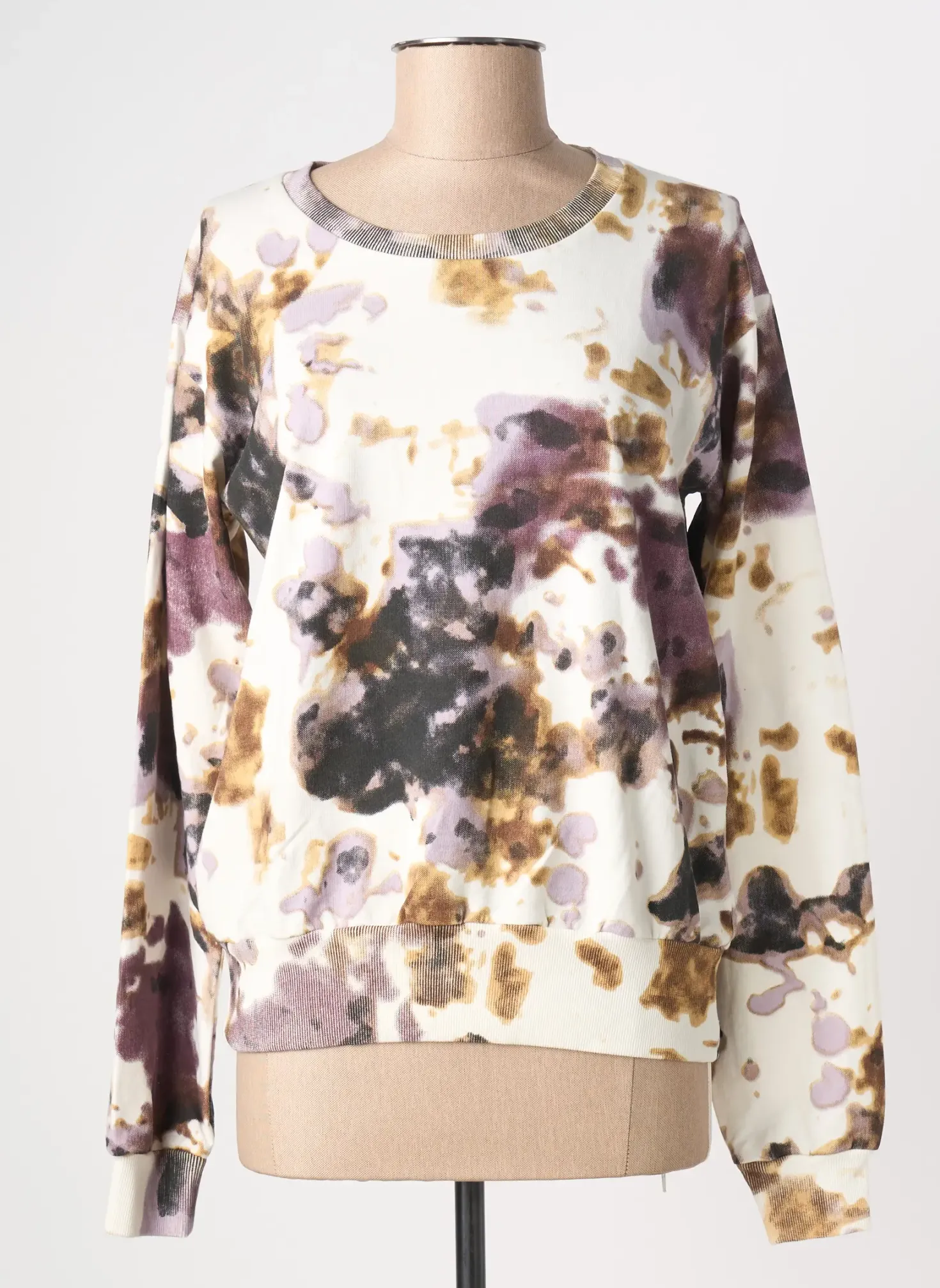 Sweat-shirt Nü Beige Manches Longues