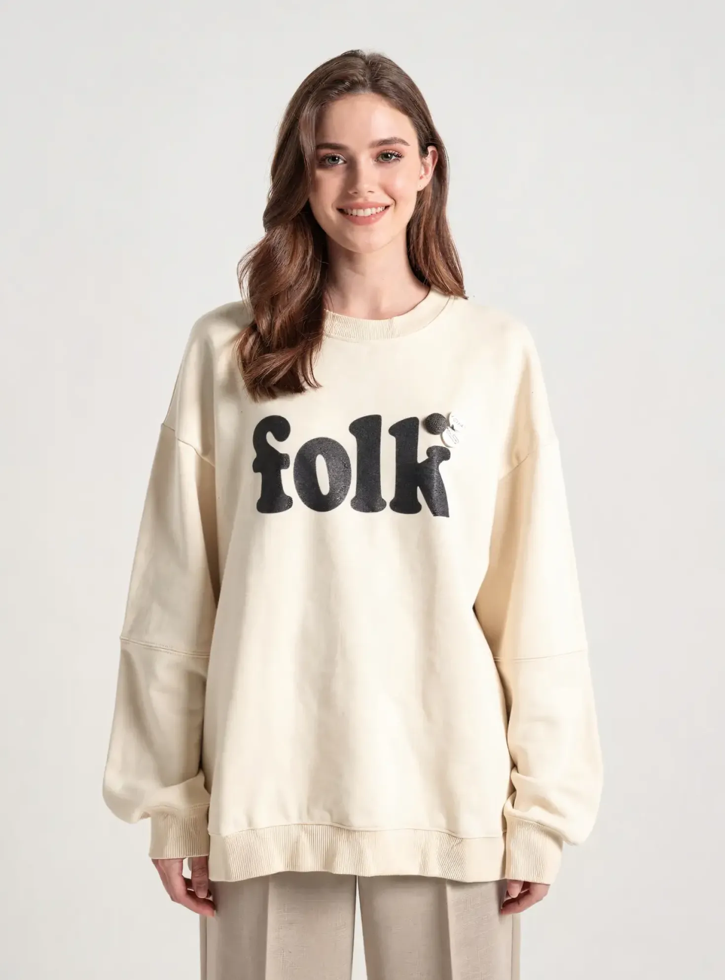 Sweat-shirt Newtone Beige Manches Longues