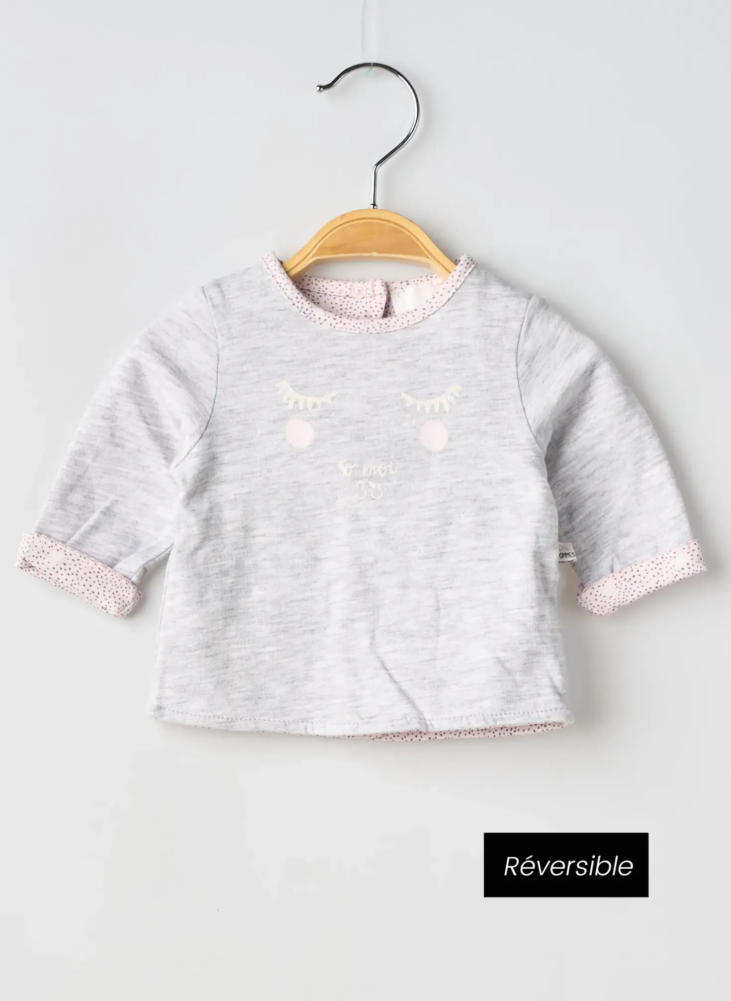 Sweat-shirt 3 Pommes Gris Manches Longues