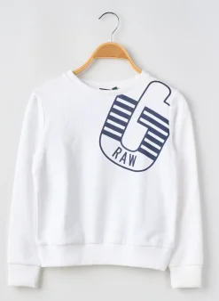Sweat-shirt Raw-7 Blanc Manches Longues