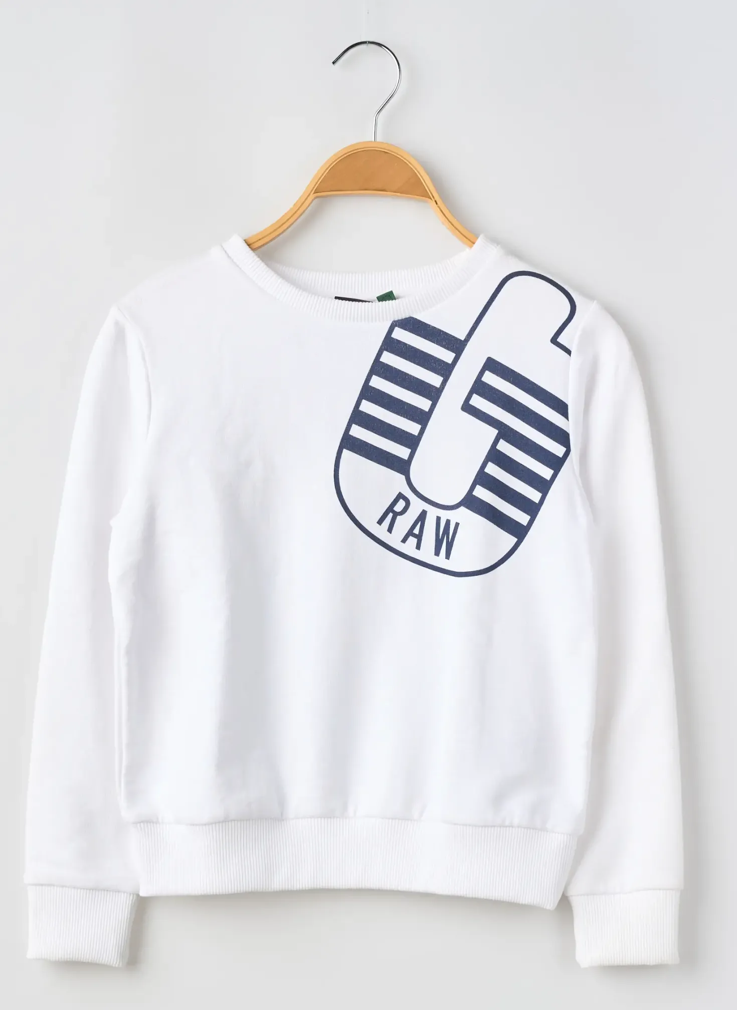 Sweat-shirt Raw-7 Blanc Manches Longues