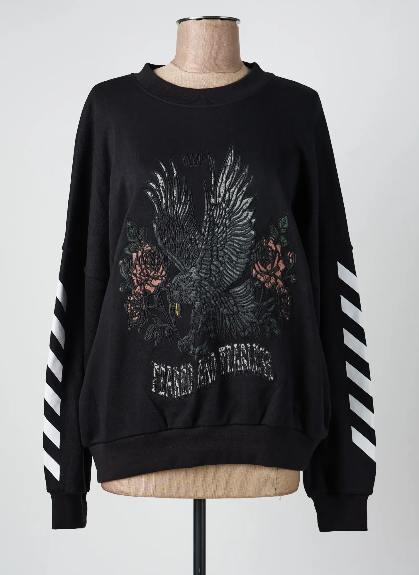 Sweat-shirt Rose Garden Noir Manches Longues