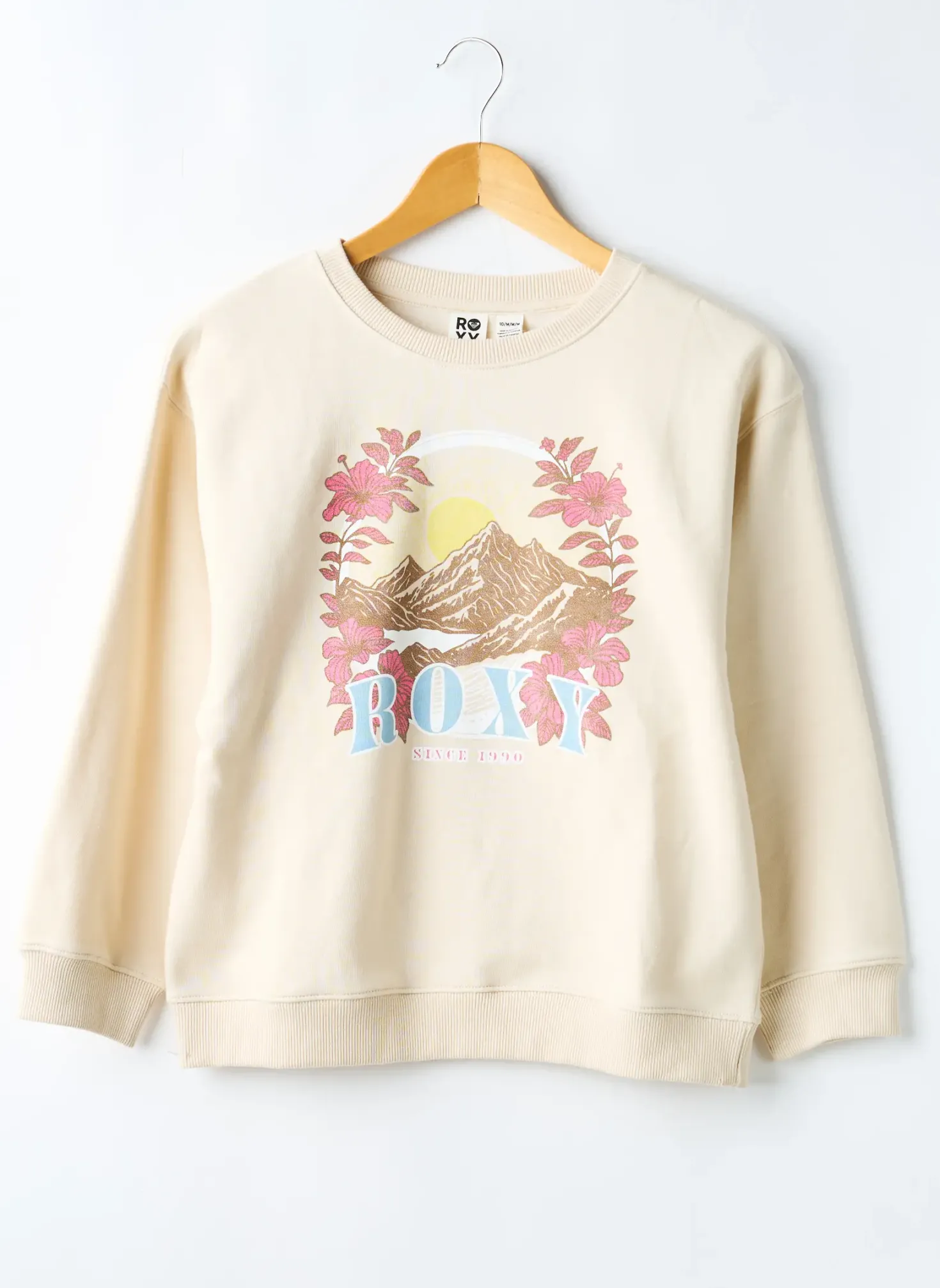 Sweat-shirt Roxy Girl Beige Manches Longues
