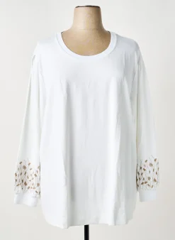 Sweat-shirt Sheego Blanc Manches Longues