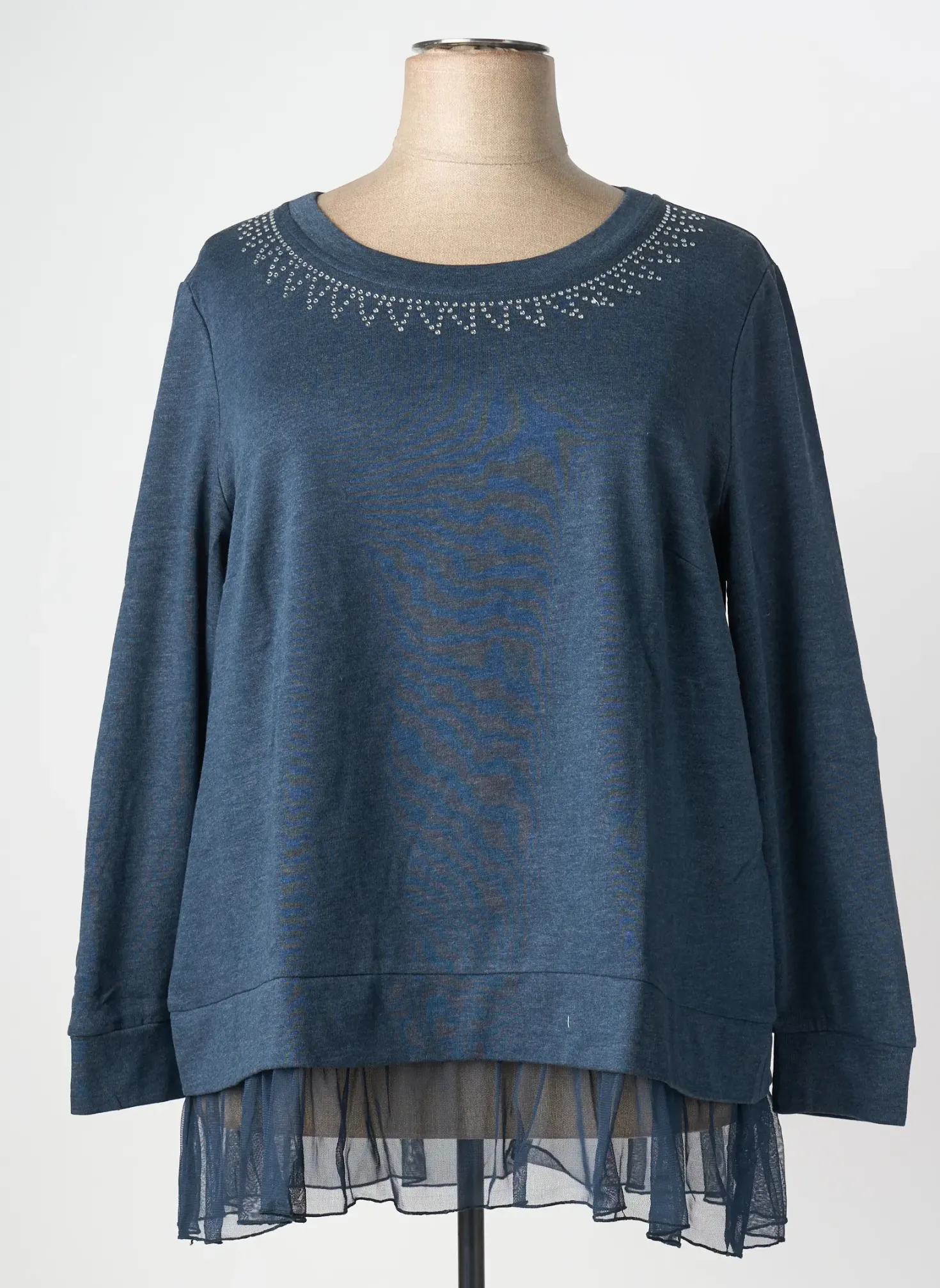 Sweat-shirt Sheego Bleu Manches Longues