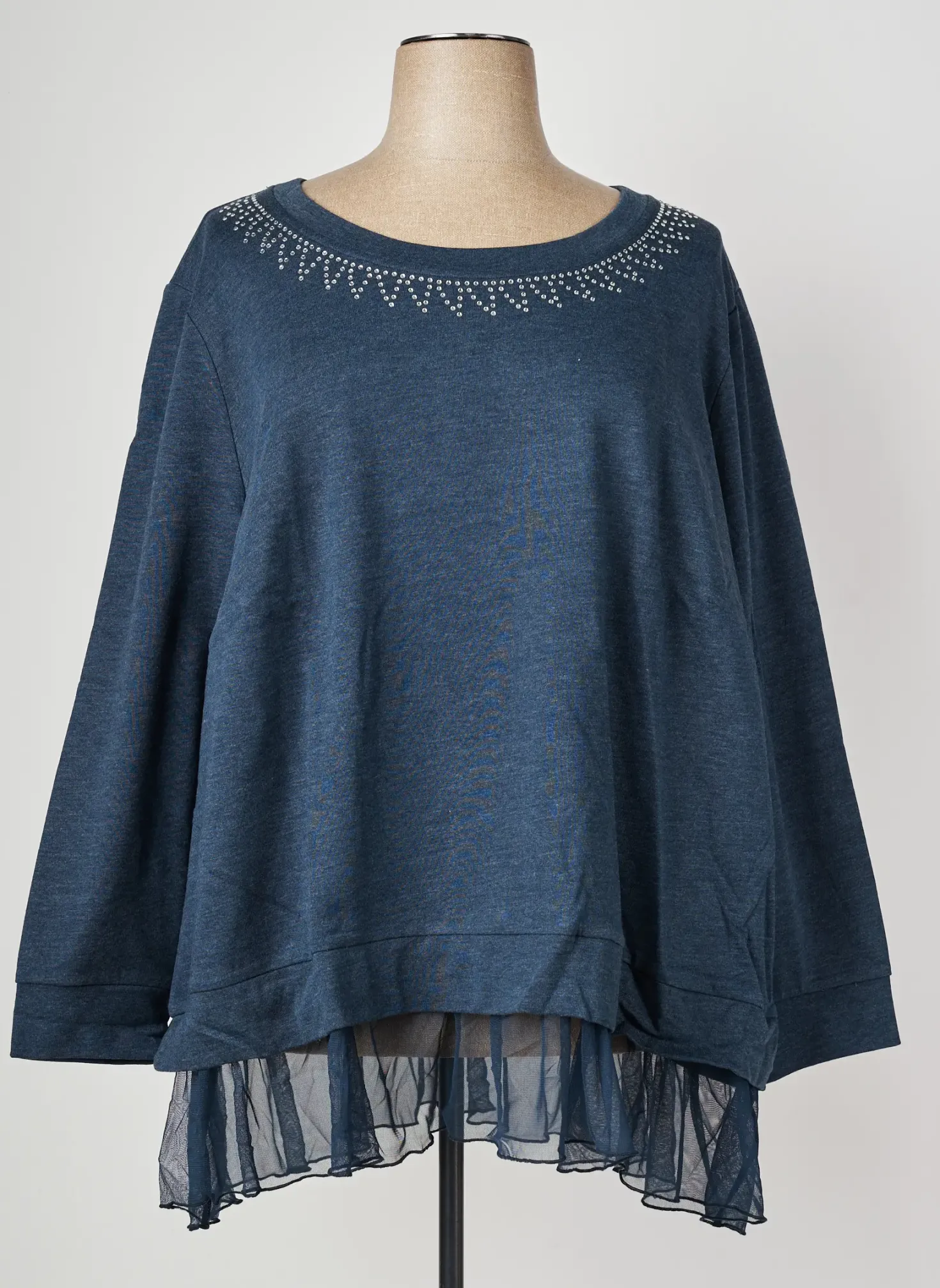 Sweat-shirt Sheego Bleu Manches Longues