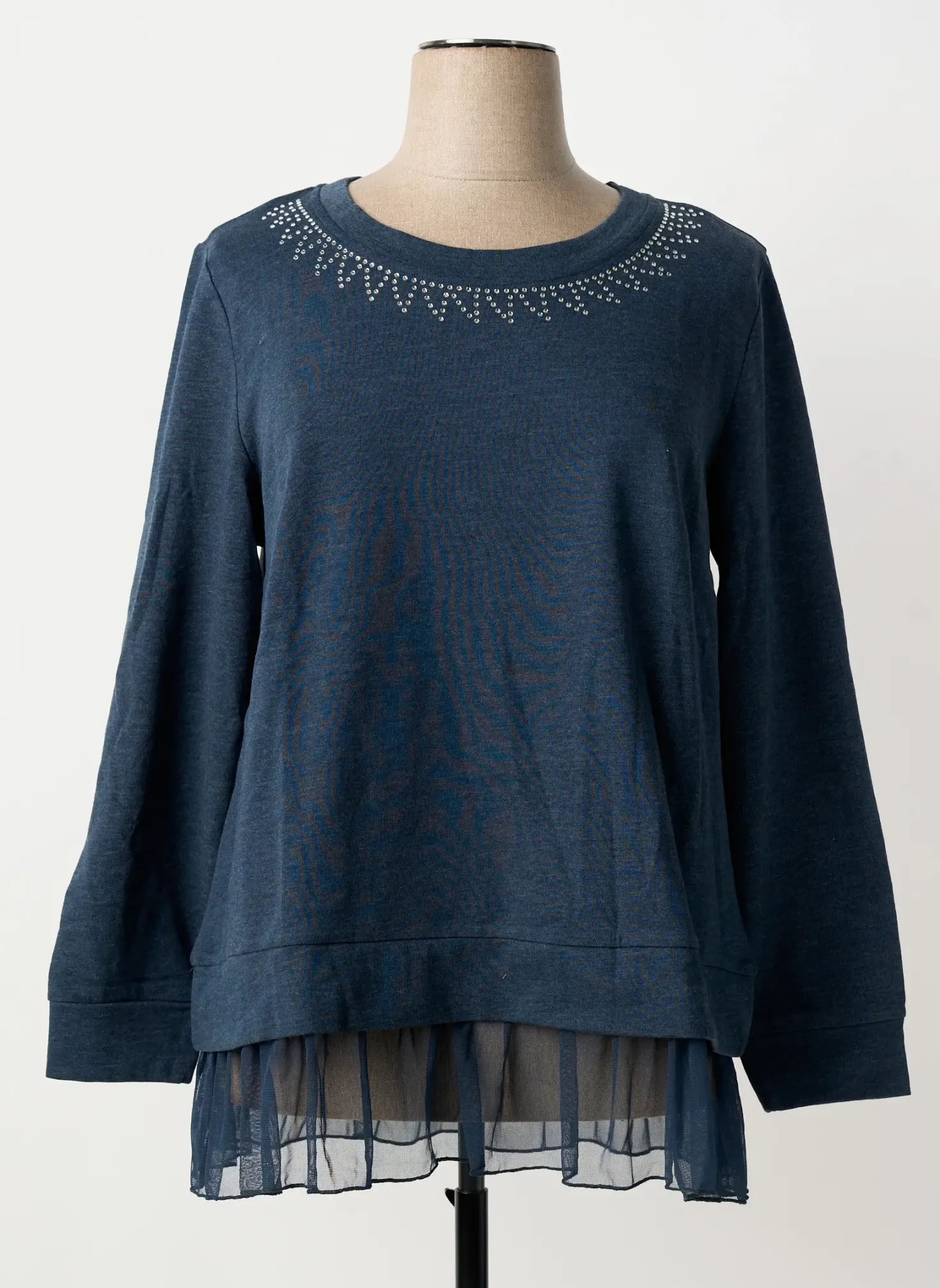 Sweat-shirt Sheego Bleu Manches Longues