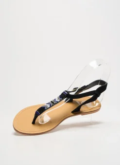 Tongs Amenapih Noir Talon Plat Jusqu'à 3cm