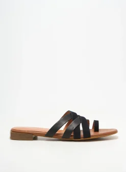 Tongs Bella Storia Noir Talon Plat Jusqu'à 3cm