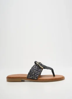 Tongs Carla Tortosa Noir Talon Plat Jusqu'à 3cm
