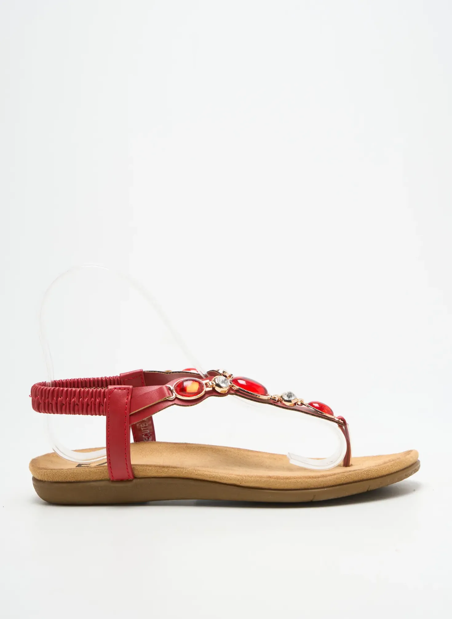 Tongs Elue Par Nous Rouge Talon Plat Jusqu'à 3cm