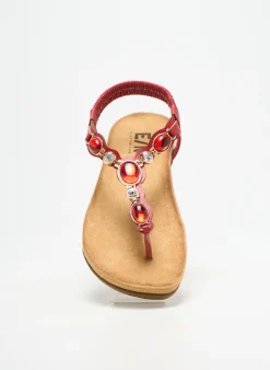 Tongs Elue Par Nous Rouge Talon Plat Jusqu'à 3cm