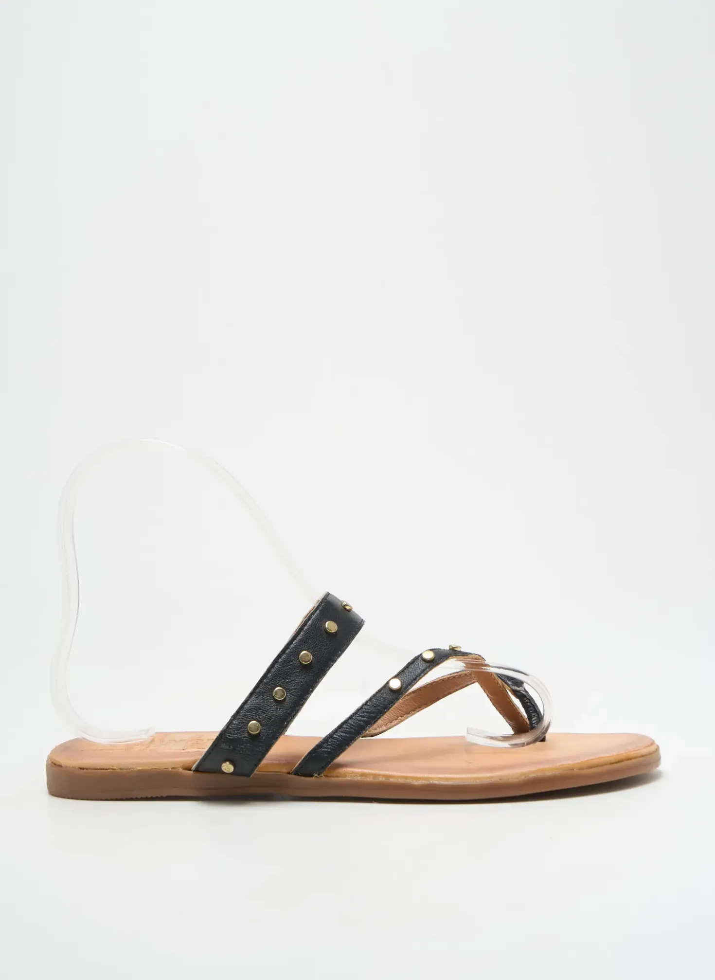 Tongs Flanch Noir Talon Plat Jusqu'à 3cm