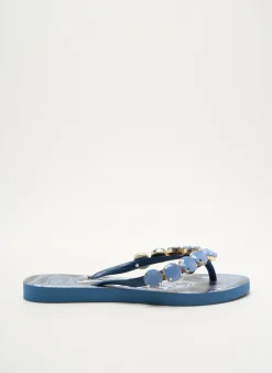 Tongs Indaia Bleu Talon Plat Jusqu'à 3cm
