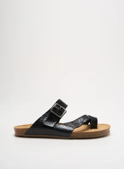 Tongs Jordana Noir Talon Plat Jusqu'à 3cm