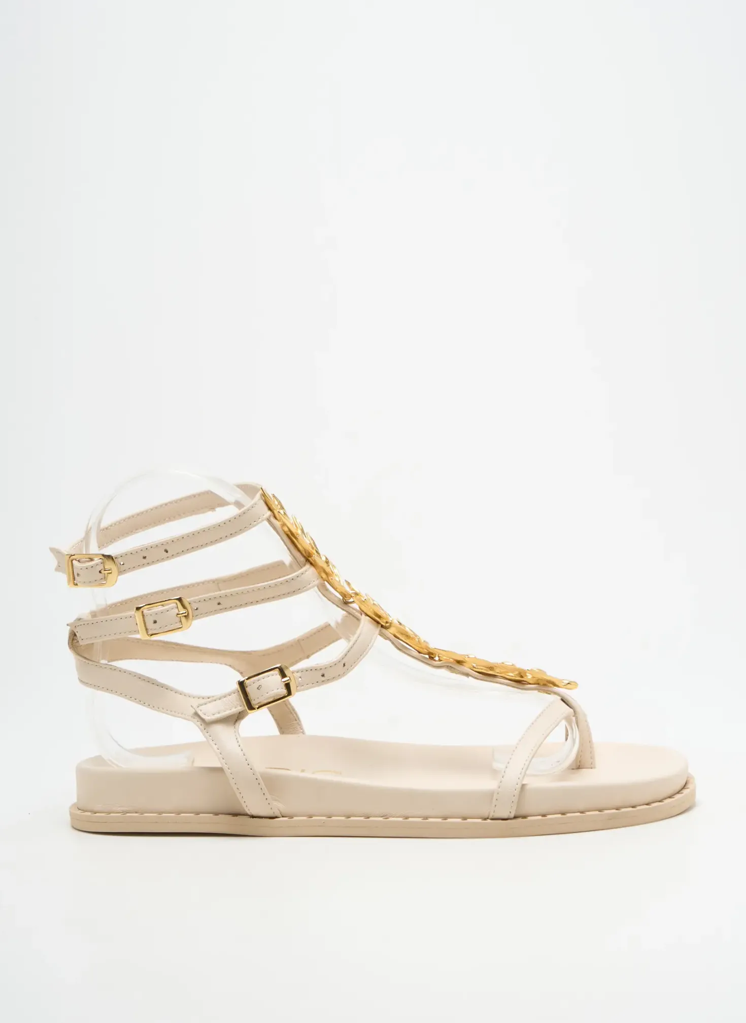 Tongs Kotris Beige Talon Plat Jusqu'à 3cm