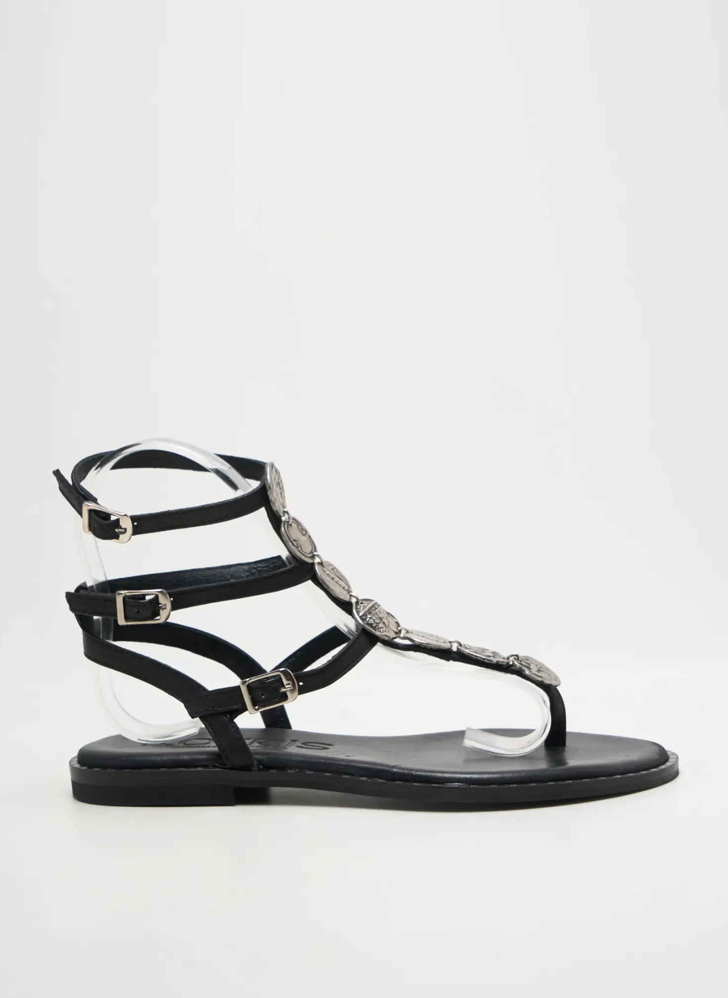 Tongs Kotris Noir Talon Plat Jusqu'à 3cm