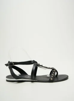 Tongs L'atelier Tropézien Noir Talon Plat Jusqu'à 3cm