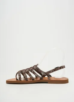 Tongs Les Spartiates Phoceennes Marron Talon Plat Jusqu'à 3cm