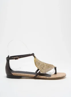 Tongs Lola Cruz Marron Talon Plat Jusqu'à 3cm