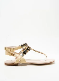 Tongs Lollipops Beige Talon Plat Jusqu'à 3cm