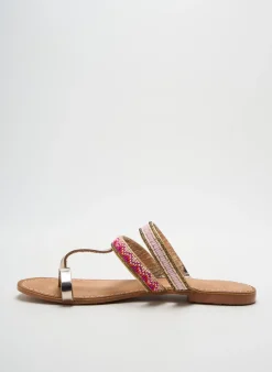 Tongs Lollipops Beige Talon Plat Jusqu'à 3cm