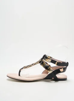 Tongs Lollipops Noir Talon Plat Jusqu'à 3cm