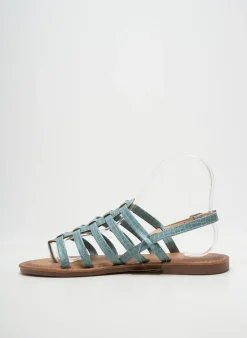Tongs Merry Scott Bleu Talon Plat Jusqu'à 3cm