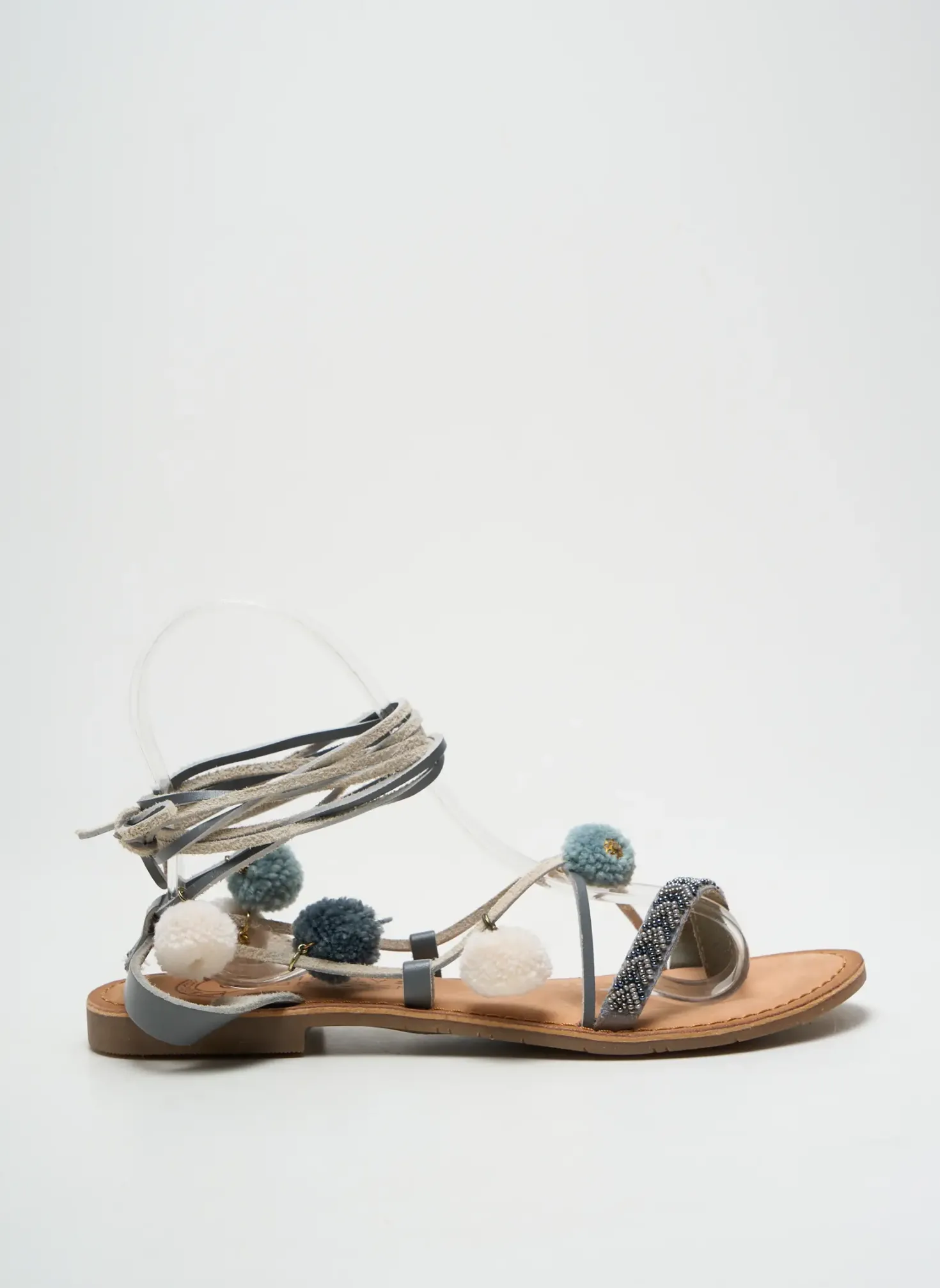Tongs Molly Bracken Gris Talon Plat Jusqu'à 3cm