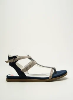 Tongs Regard Bleu Talon Plat Jusqu'à 3cm