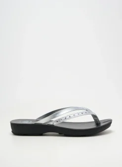 Tongs Seklo Argent Talon Plat Jusqu'à 3cm