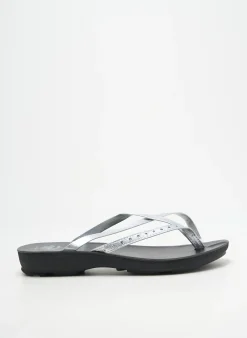 Tongs Seklo Argent Talon Plat Jusqu'à 3cm