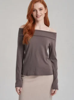 Top Anne Elisabeth Marron Manches Longues
