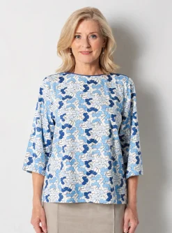 Top Barbara Lebek Bleu Manches Longues