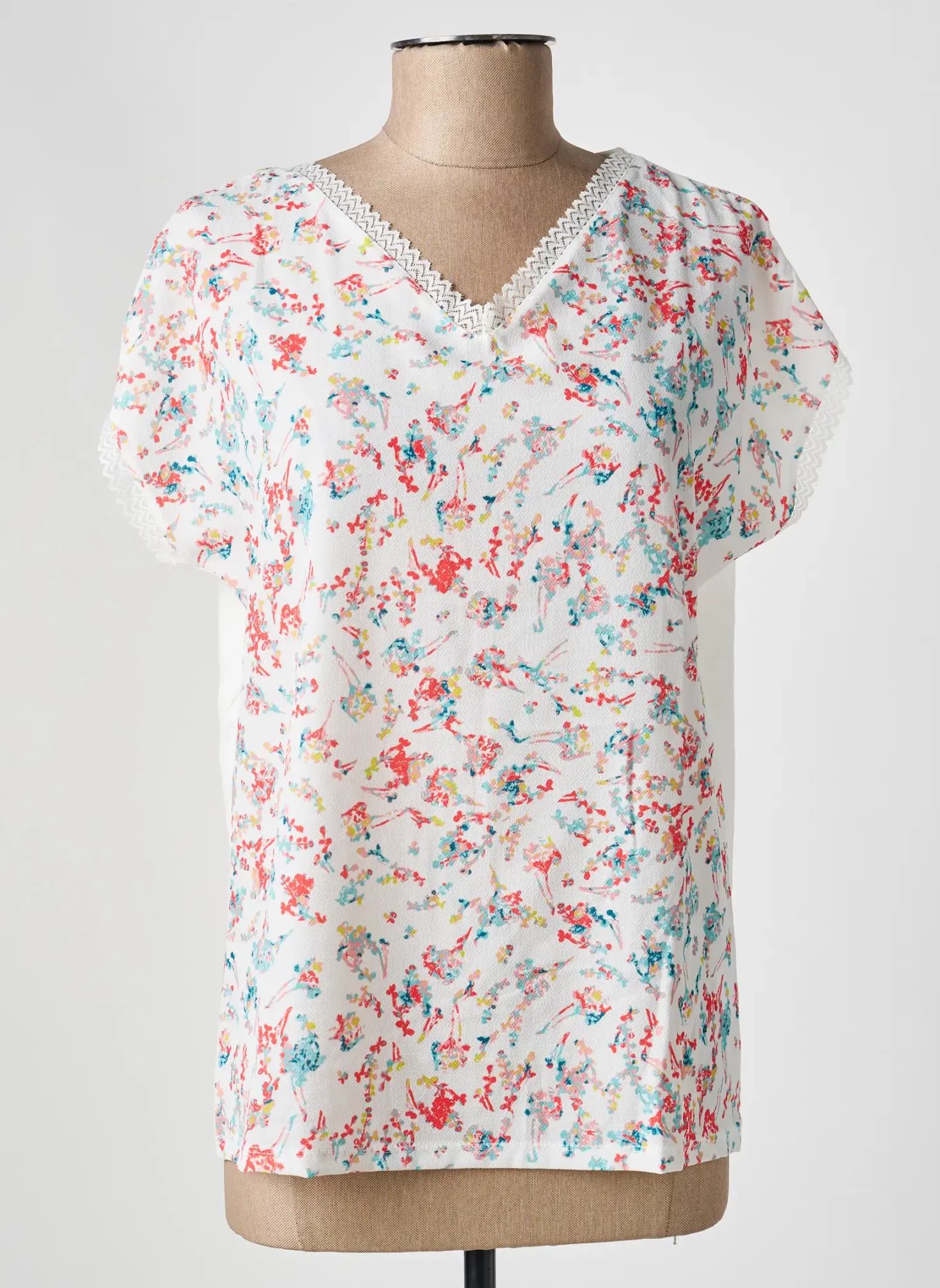 Top Damart Blanc Manches Courtes