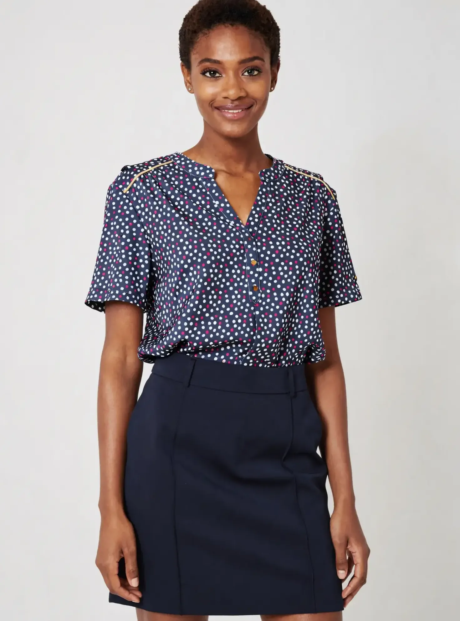 Top Damart Bleu Manches Courtes