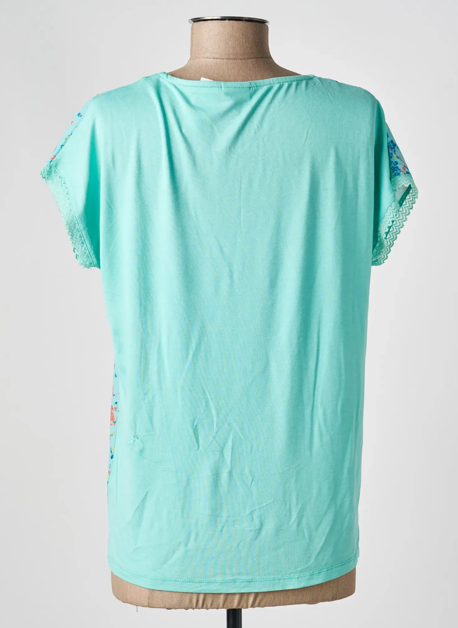 Top Damart Bleu Manches Courtes