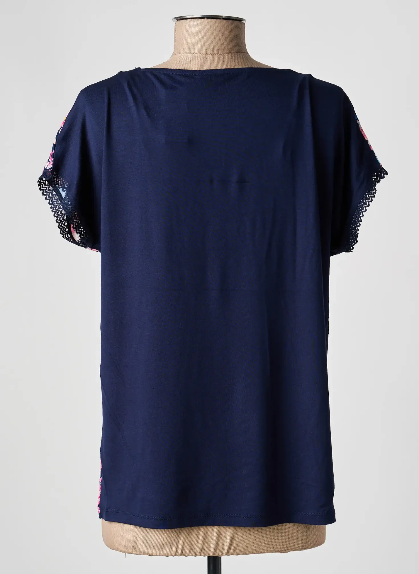 Top Damart Bleu Manches Courtes