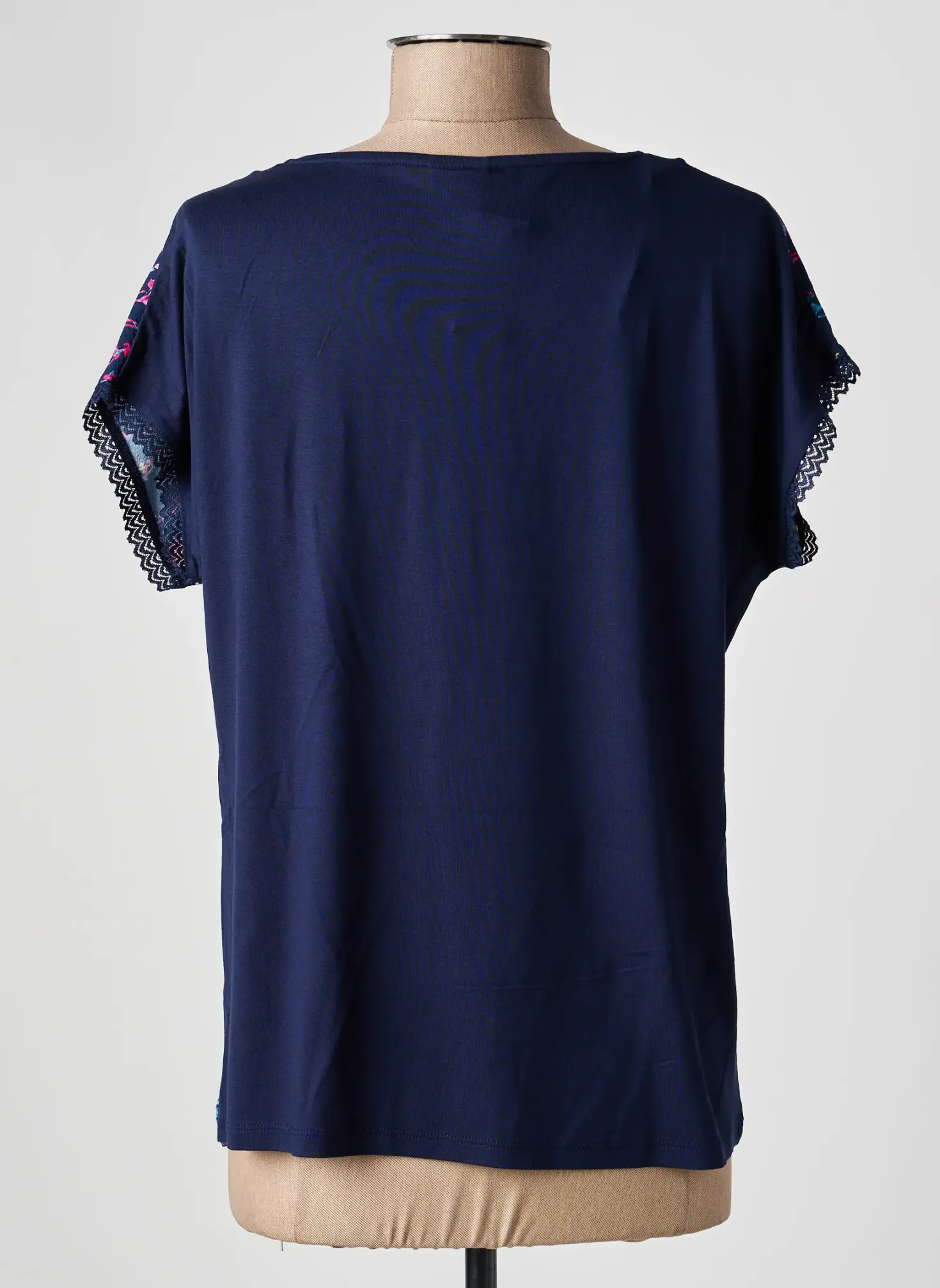 Top Damart Bleu Manches Courtes