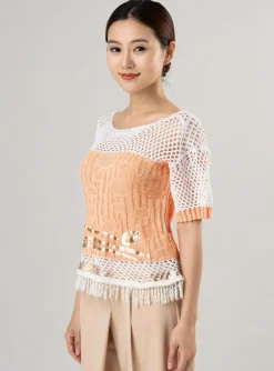 Top Elisa Cavaletti Orange Manches Courtes