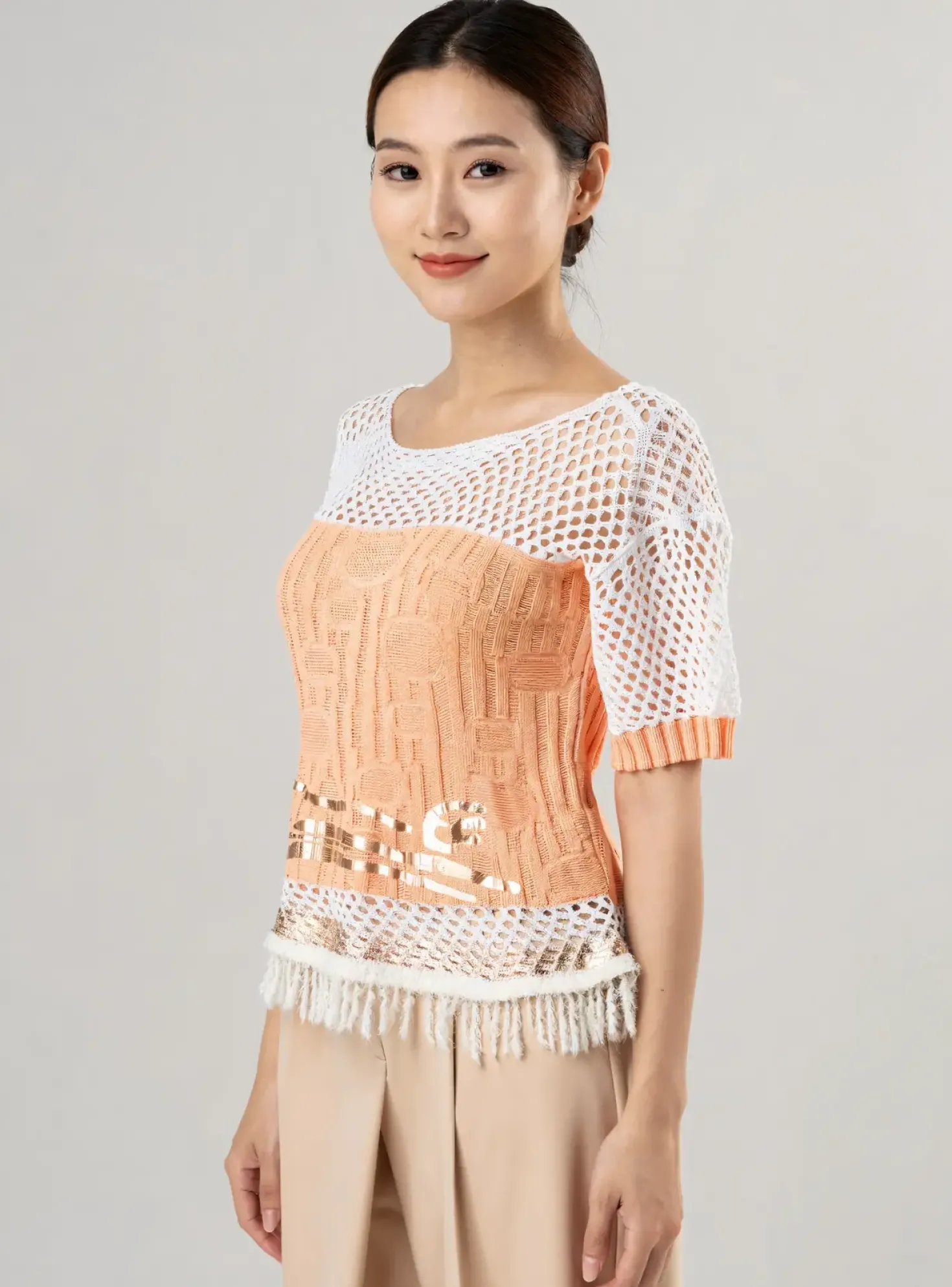 Top Elisa Cavaletti Orange Manches Courtes