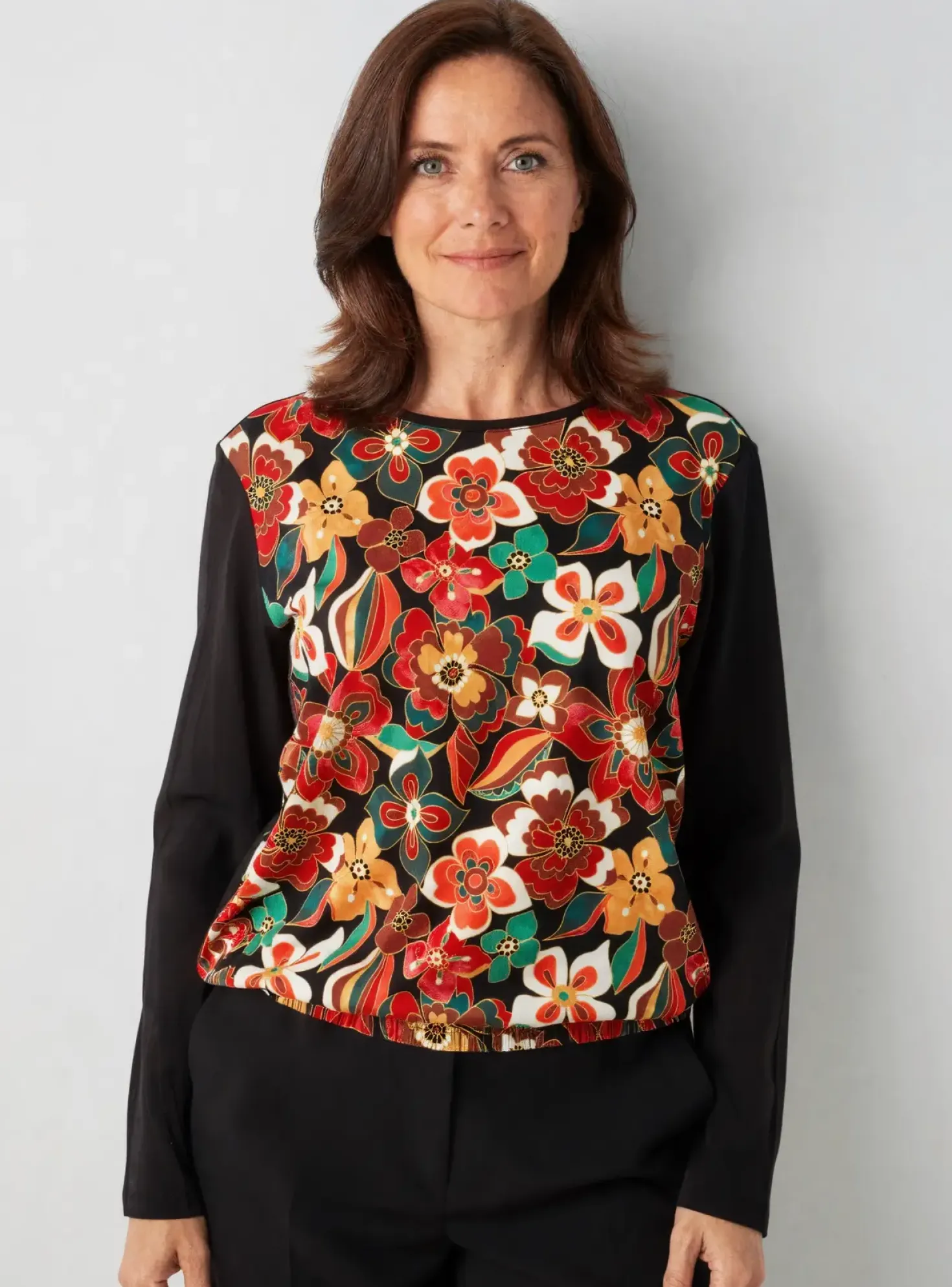 Top Hajo Noir Manches Longues