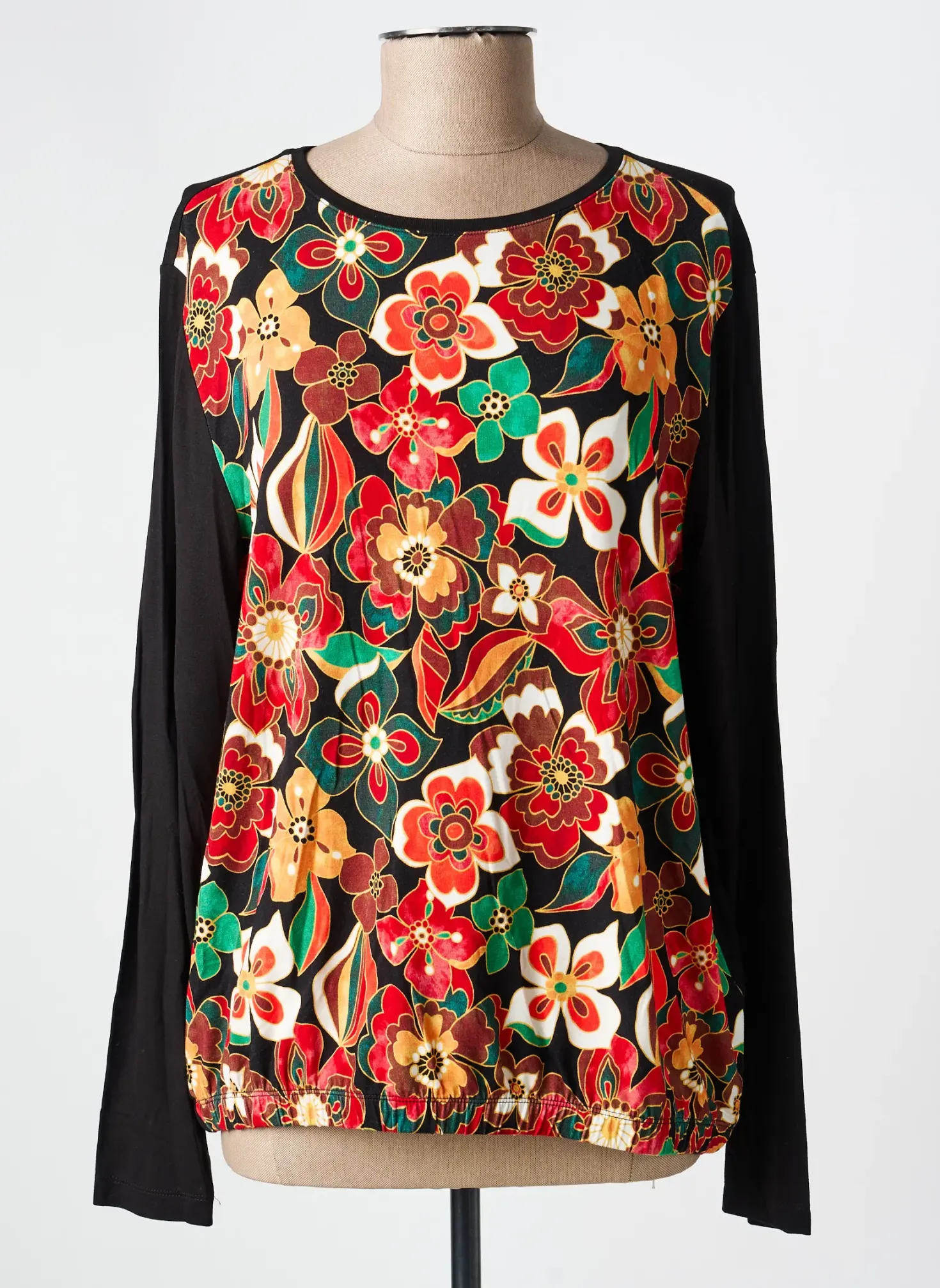Top Hajo Noir Manches Longues
