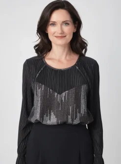 Top Halogene Noir Manches Longues